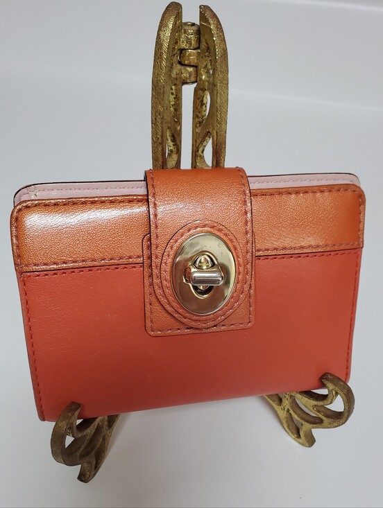 Coach Handbags - Vintage Coach Y2K Legacy Colorblock Leather Turnlock Bifold Wallet Orange Blush